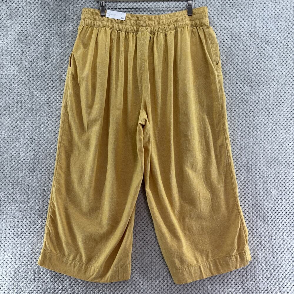 Lane Bryant Wide Leg Crop Pants Women 16 Yellow Mustard Linen Collection MidRise - Picture 5 of 15